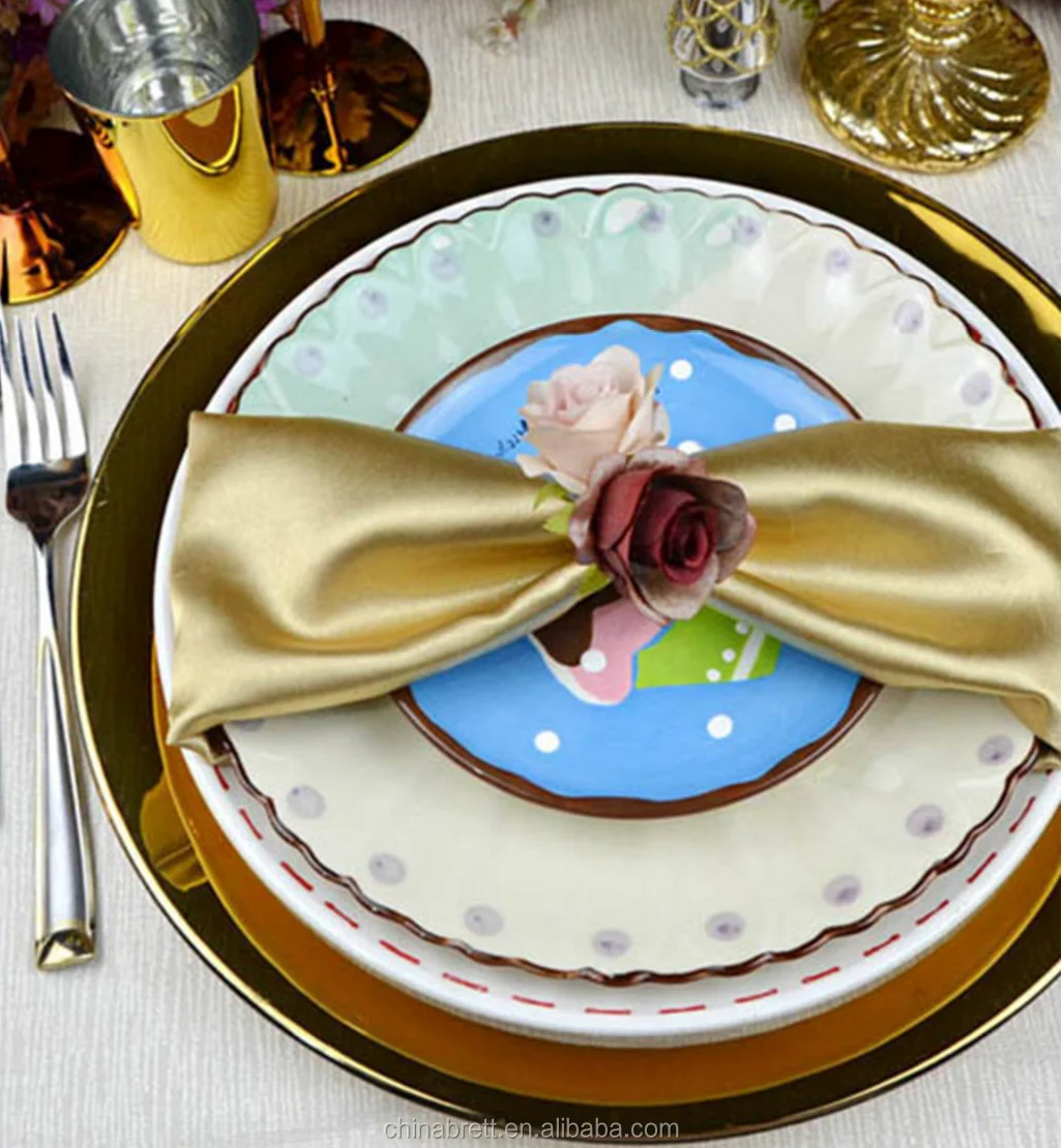 Wedding Engagement Gold Rim Glass Charger Plate Decoration