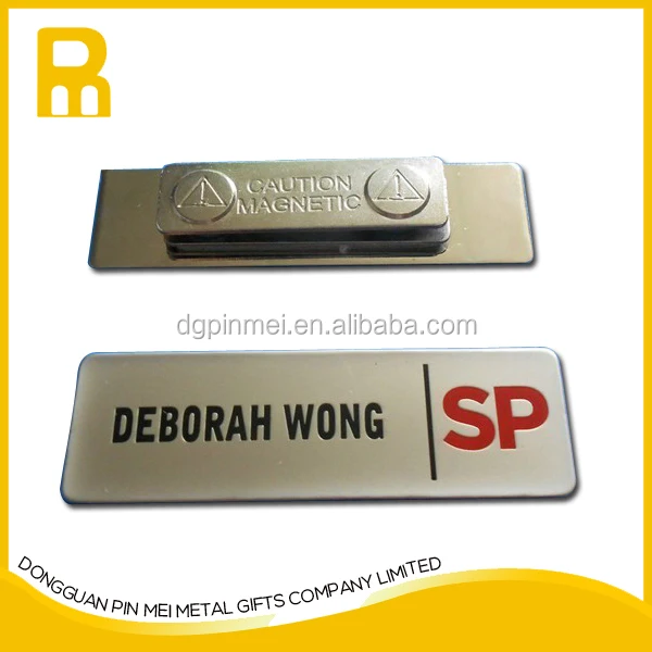 Blank Silver Color Reusable Name Badge With Logo - Buy Blank Name Badge ...