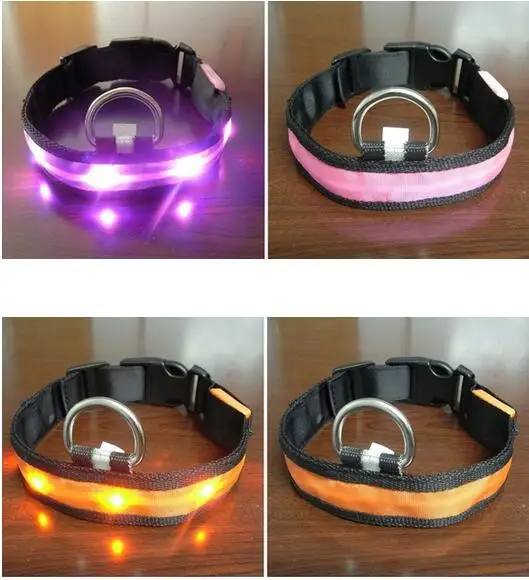 high quality DIY sexy zebra stripe multicolor nylon led pet cat dog collar lights dog led collar light