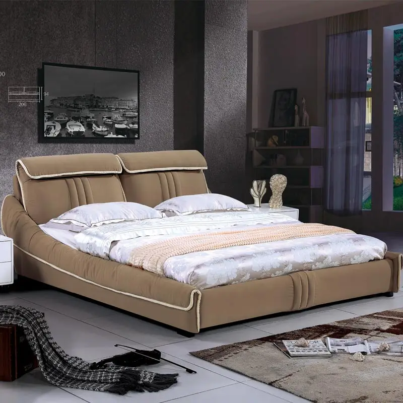 Italian simple fabric bed mattress royal luxury bedroom furniture