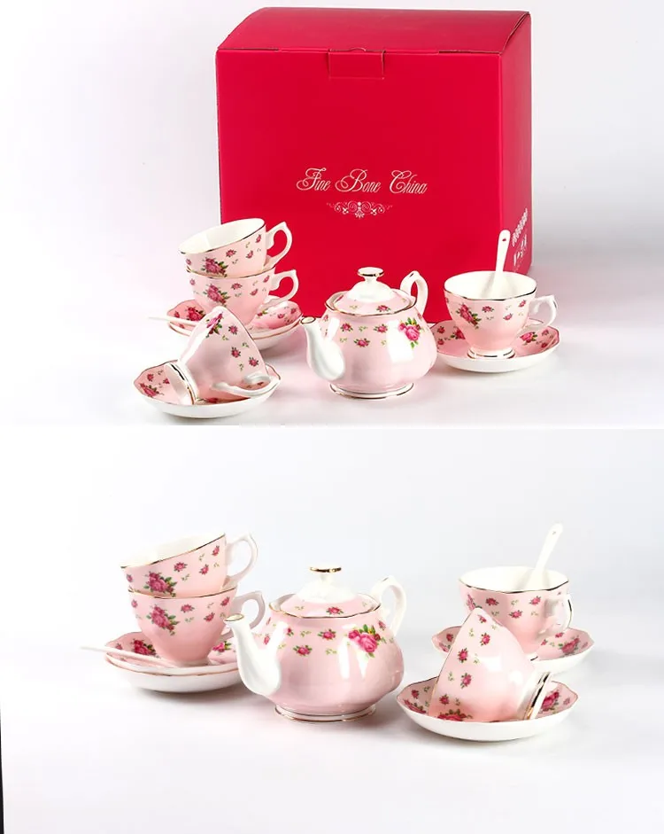 2017 Grace tea sets with pink flower pattern / Royal Style 11pcs coffee sets.jpg