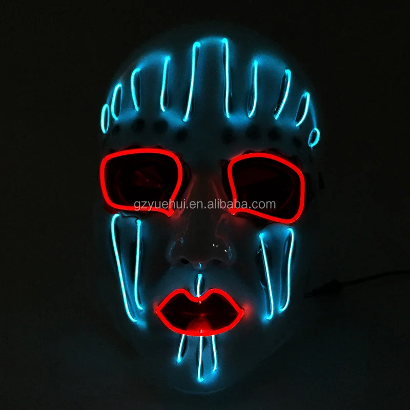 Máscara de Cráneo el cable LED Luz Aterrador Disfraz Máscara Halloween Festival Fiesta