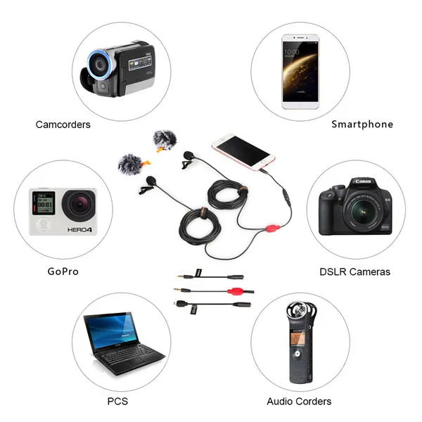 Omnidirectional Condenser Lavalier Microphone CVM-D02 is one Dual-head microphone (9).jpg