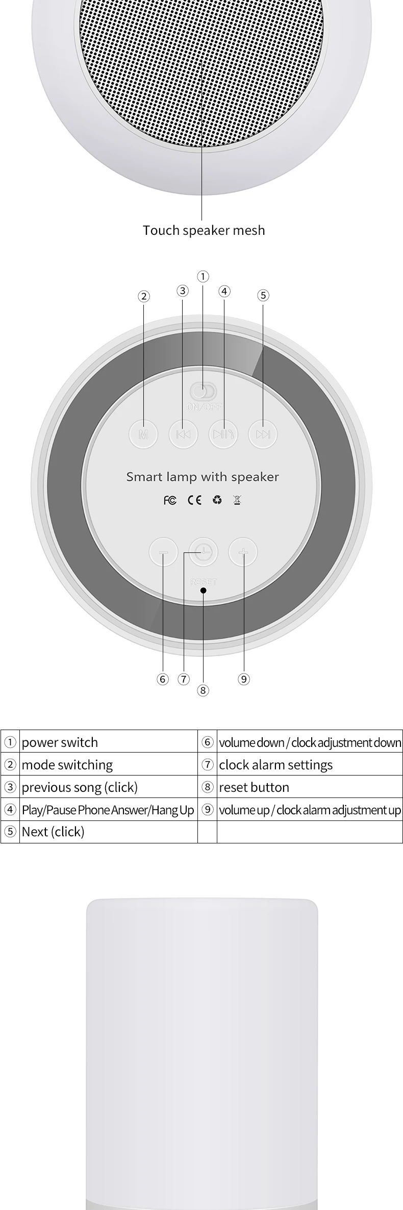 portable multimedia bluetooth speaker smart table lamp light alarm clock led touch light speaker for home