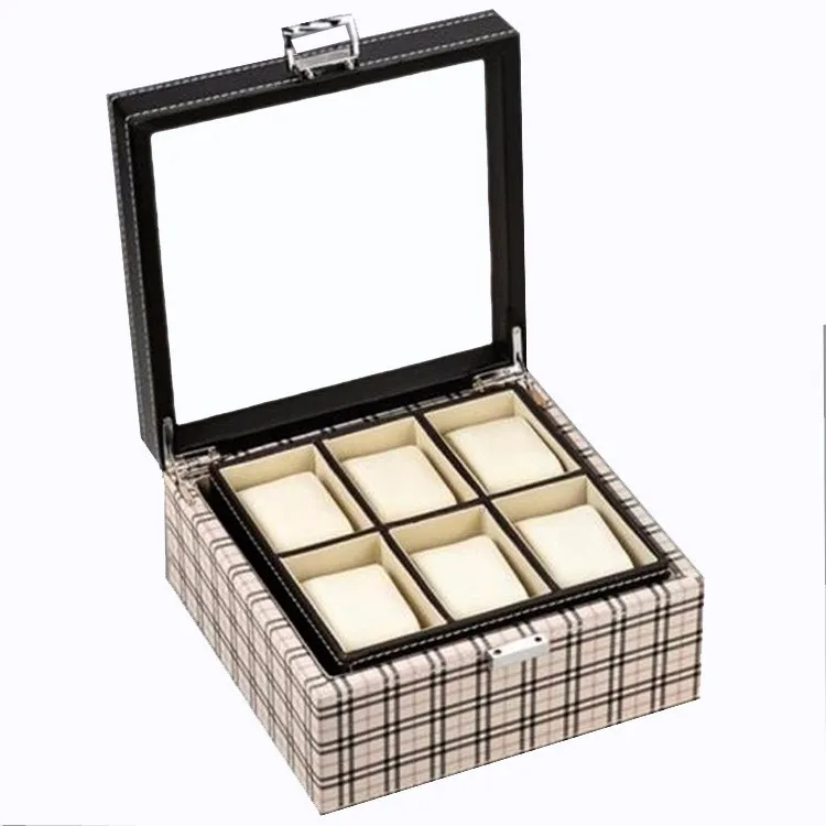 Luxury Wooden 6 Slots Empty Watch Gift Boxes With Window Lid Buy
