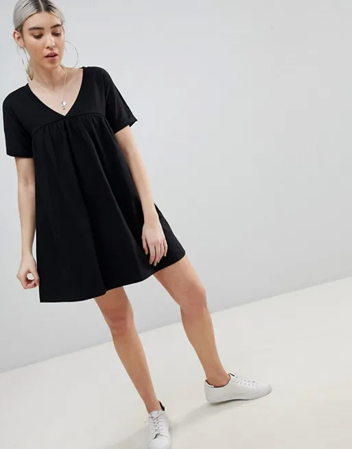 black cotton smock dress