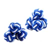 wholesale white blue twin color knot cufflinks silk