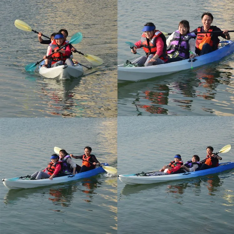 Lightweight Blue Transparent Fiberglass Blade Sea Kayak Touring Kayak