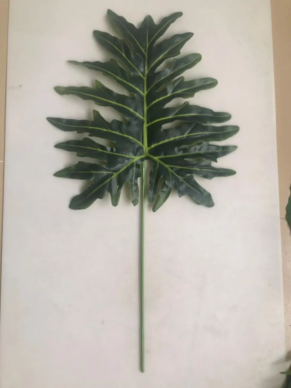 Artificial Real Touch Faux Jackfruit Tree Leaf Branches Stems Green