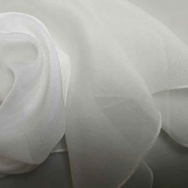 Plain Pure Nature White Silk Chiffon Fabric For Dresses Or Scarves ...