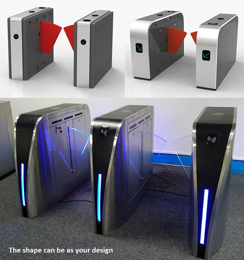 Traffic Management Access Control Flap Barrier Gate AI Smart Facial Recognition Waist Height Flap Barrier Turnstile