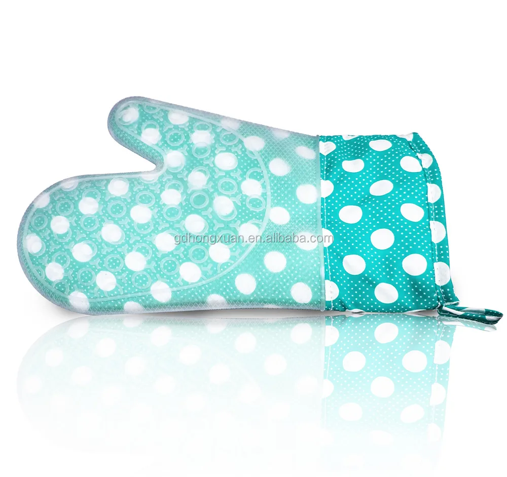 Heat Resistant Silicone Oven Mitts Polka Dot Anti Slip Burning Heat Resistant Silicone Oven Mitts