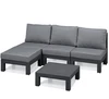 5 Pieces Patio Furniture Sectional Set Outdoor All-Weather PE Rattan Wicker Lawn Conversation Sets Cushioned Garden Sofa Set