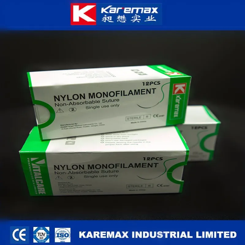Surgical Sterile Nylon Suture Needles With Thread 0.35mm Fda Ce Iso