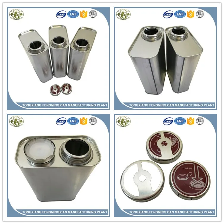 1liter Oem Printed Square Metal Chemical Tin Cans Screw Top Paint Oil