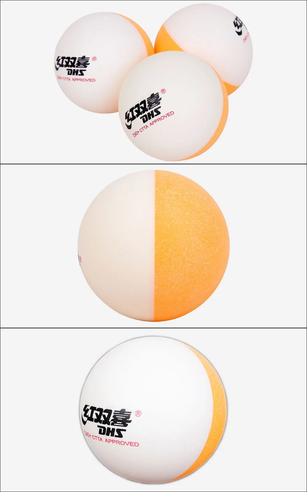 2021 Dhs Ping Pong Balls 40+ Table Tennis Plastic Bi Color Double Color Orange Seamed Abs Ball