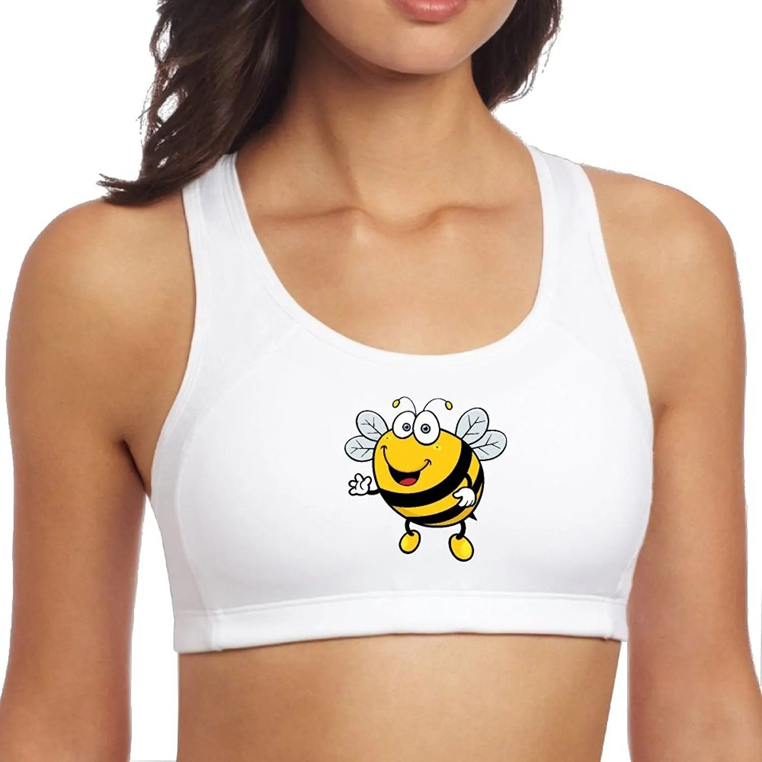 Lkegc Womens Geometric bee Killer Breathable Printed Sports Yoga Seamless Gym Workout Bra