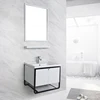 Wall mounted small white mirror bathroom vanity