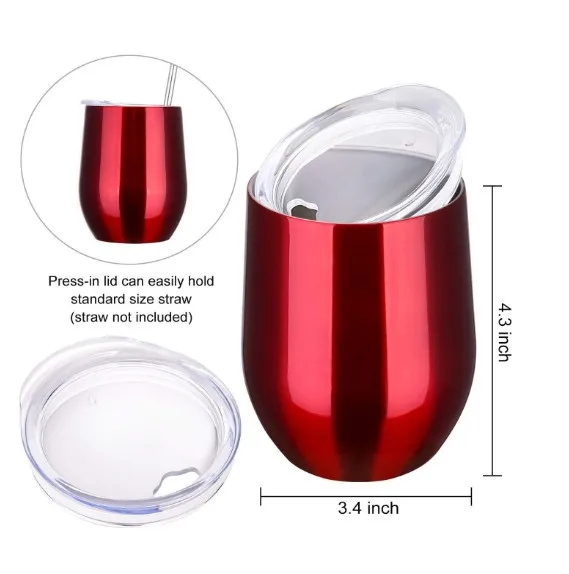 Promo top sale 12 oz stemless wine tumbler with lid for wholesale