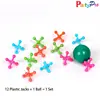 Wholesale Cheap Plastic Bouncing Rubber Game Ball and 12 Jacks 12 Jacks & Ball