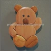 2018 fashion hot sale handmade children cute wooden gifts wholesale decorative home wall wood carving bear crafts made in China