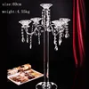 Elegant Romantic 69cm 5arms tall transparent crystal candle holders for wedding