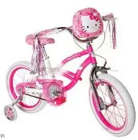 pink bike with streamers