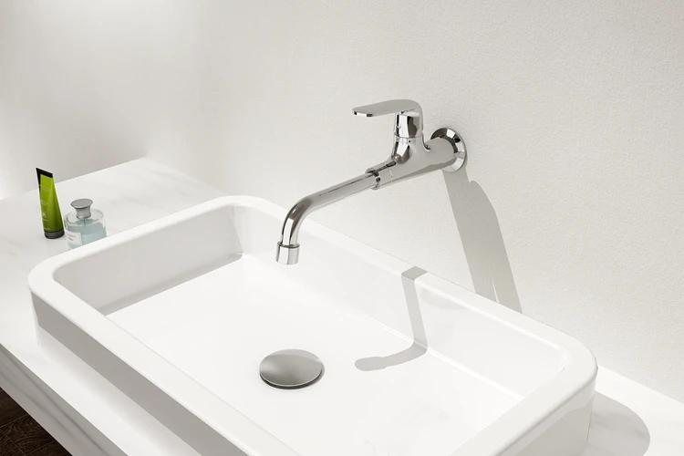 Wall mounted square design brass cold water bib tap  for bathroom