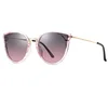 New outdoor travel ladies cat eye frame hybrid PC and metal polarized sunglasses
