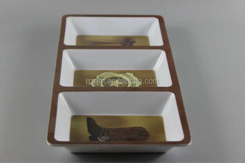 Melamine 3 Section Snack Tray
