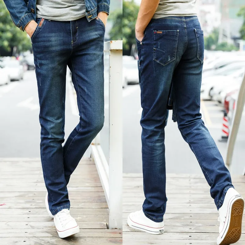 New Style Elastic Jeans Pent Men Wearing Tight Damaged Jeans For Men In ...