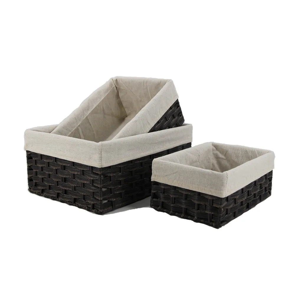 Pe Negro De Plástico Tejida De Almacenamiento Cestas De Almacenamiento