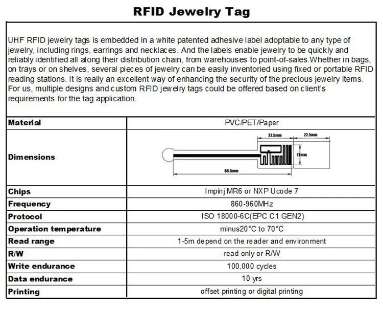 free sample wet inlay uhf jewelry rfid label,jewelry security tag