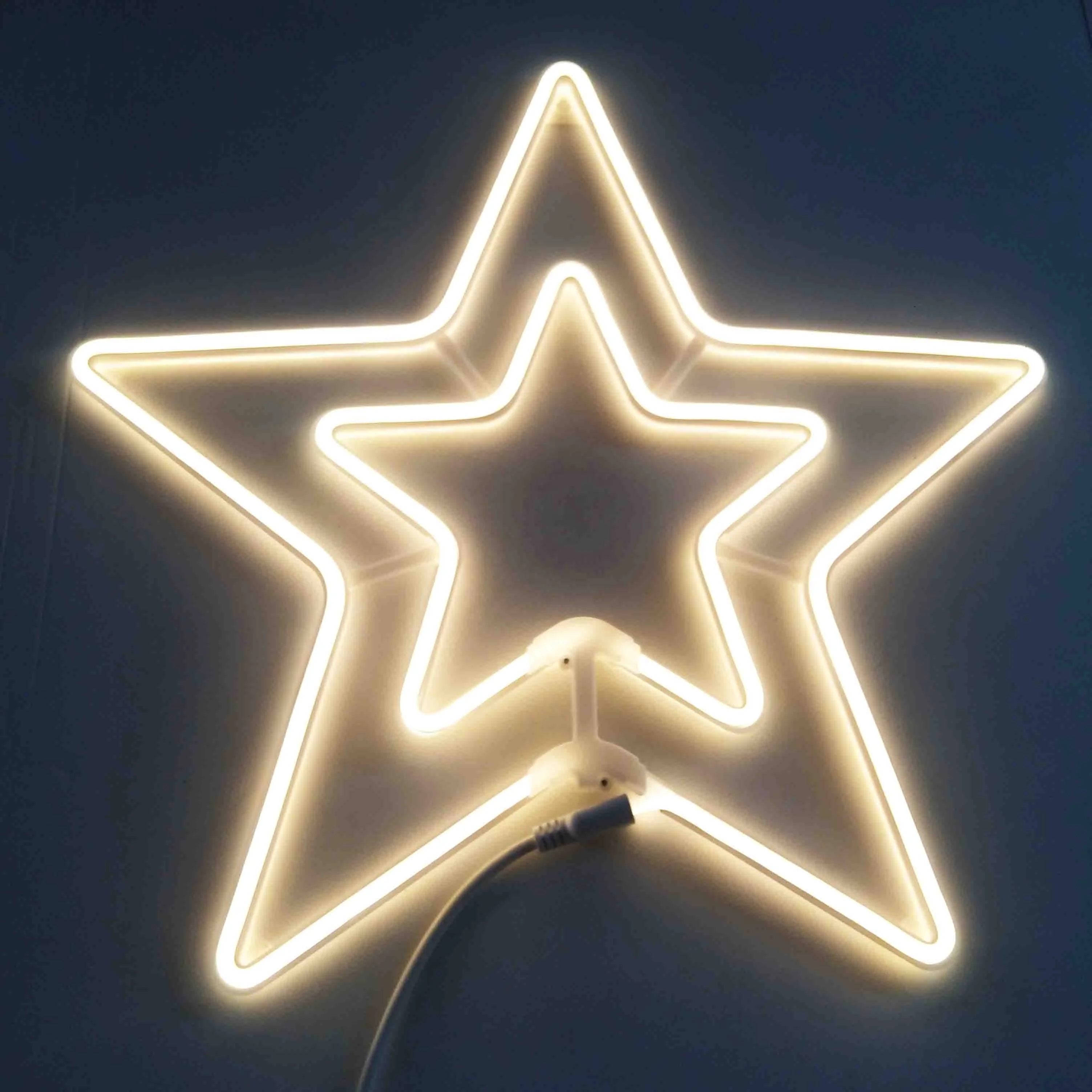 2019 Wholesale SMD LED Double Star neon tube light neon sign outdoor wall light holiday Xmas decoration