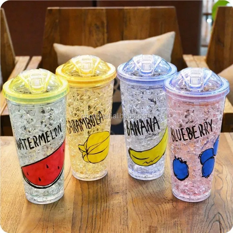 Qm 22oz Double Wall Icecold Chill Summer Crackle Gel Plastic Tumbler