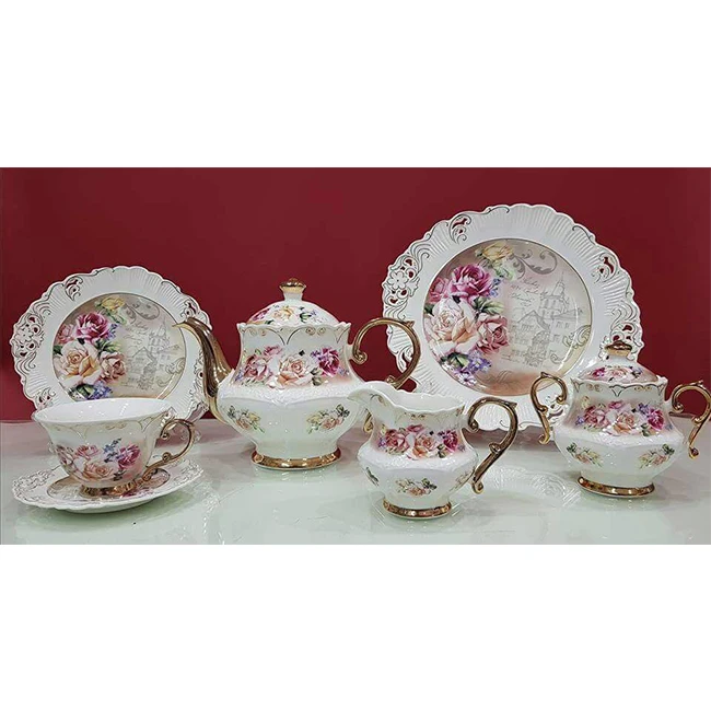 Wholesale 15pcs Elegant Coffee Tea Set Luxury Porcelain Tea Set Coffee
