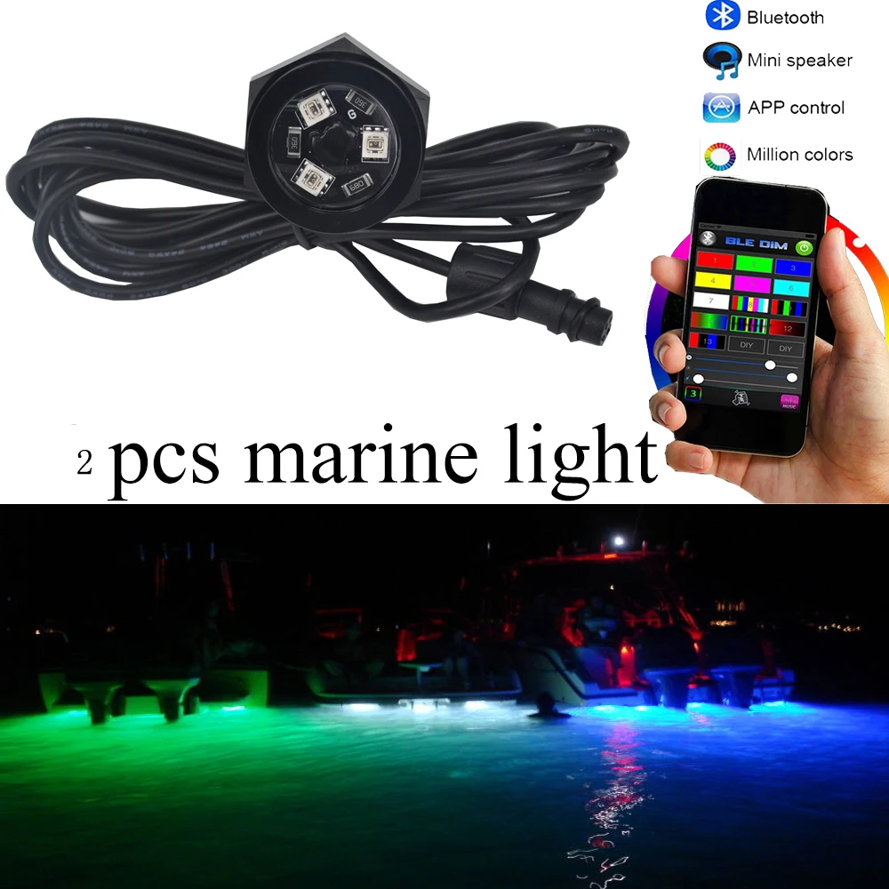 High quality 2pcs led boat plug light 1/2'' NPT marine under water