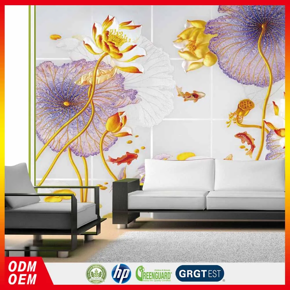 Lotus Dan Ikan Desain Oriental Wallpaper Wallpaper Bantuan 3d