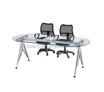 Custom Modern Office Glass Top Conference Desk Office Tempered