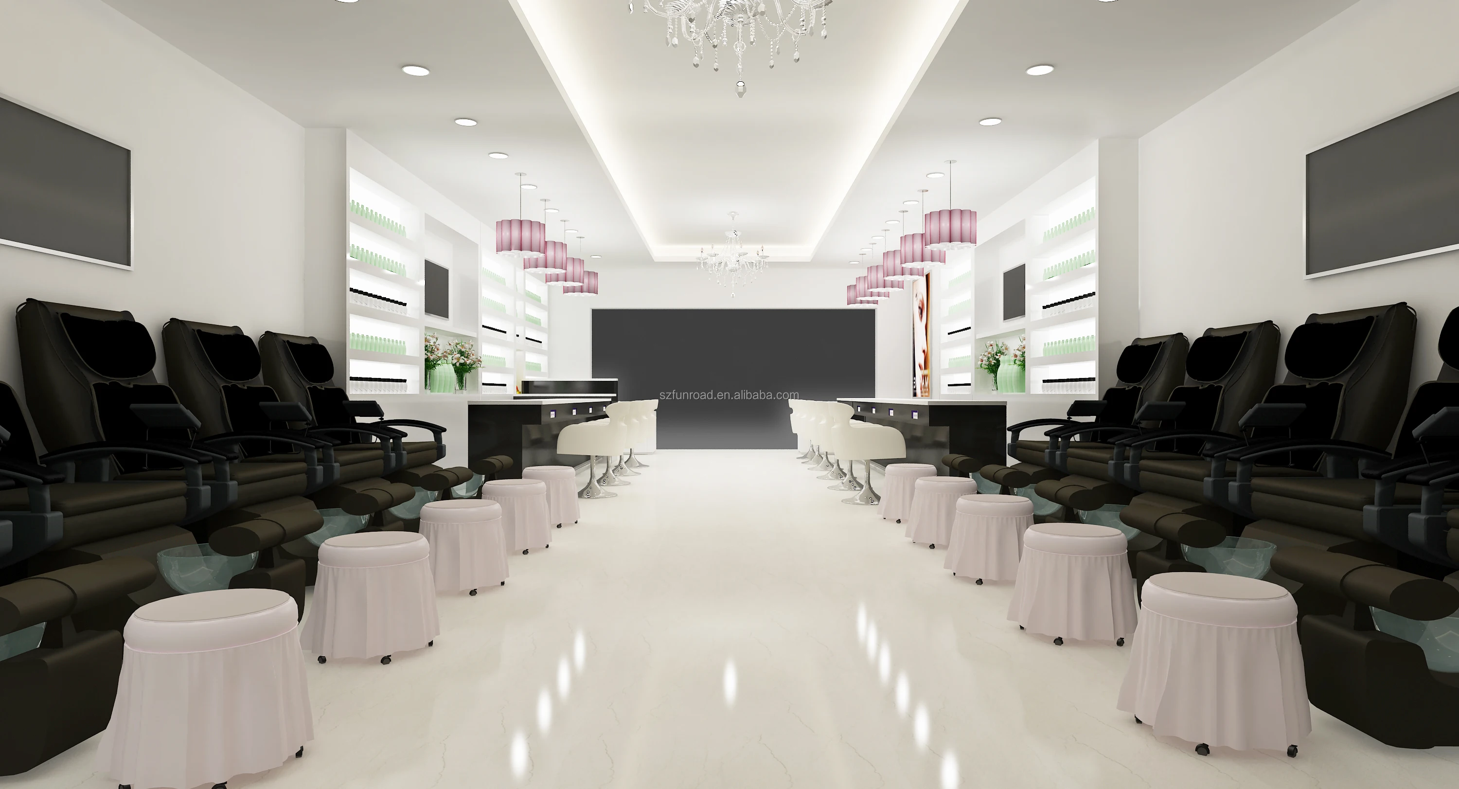 China manufacture high quality customized new design nail salon counter furniture display showcase with cheap price
