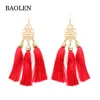 New Year Gift Long Tassel Earrings Boho Style Jewelry Pattern Tassel Drop Earring Triangle Simple Rope Fringe Earrings Women