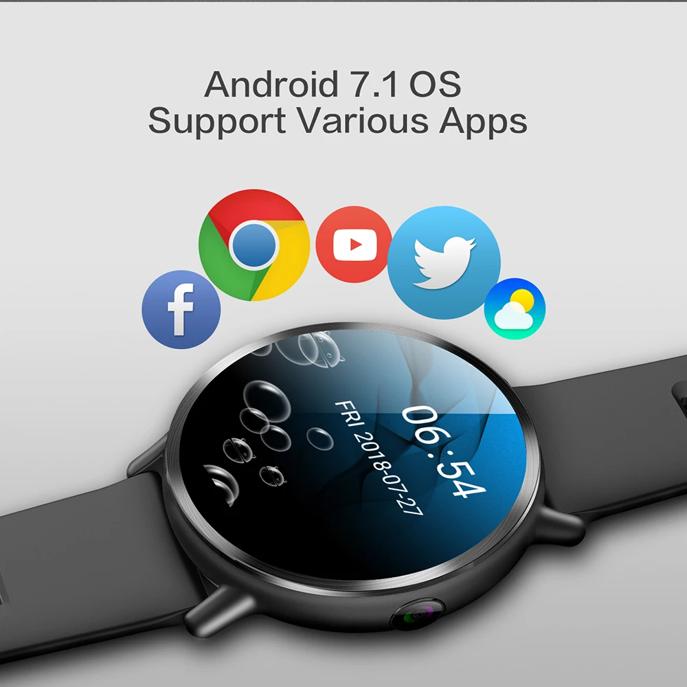 clepsydra lemx 4g android 7.1 with 8mp camera gps smart watch