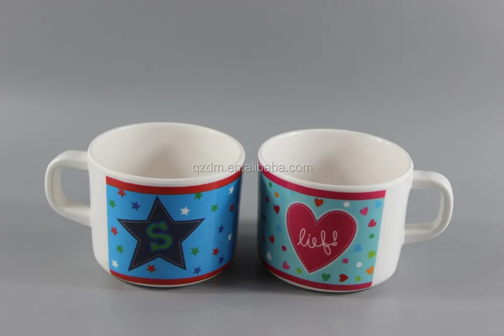 One Handle Melamine Kids Mugs With Suction Nozzles