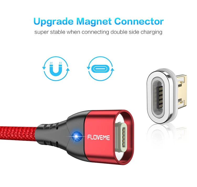 FLOVEME 3A Magnetic Micro USB Type C Cable For iPhone 1M Fast Charging Phone Magnet Charger Cable