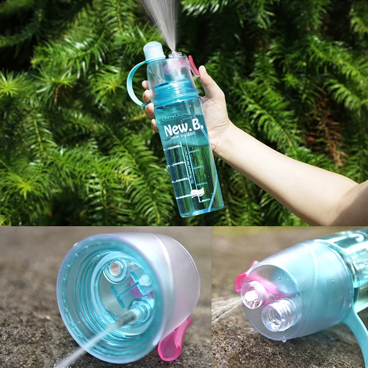 Outdoor sports drnking cooling mist spray drinking water bottle