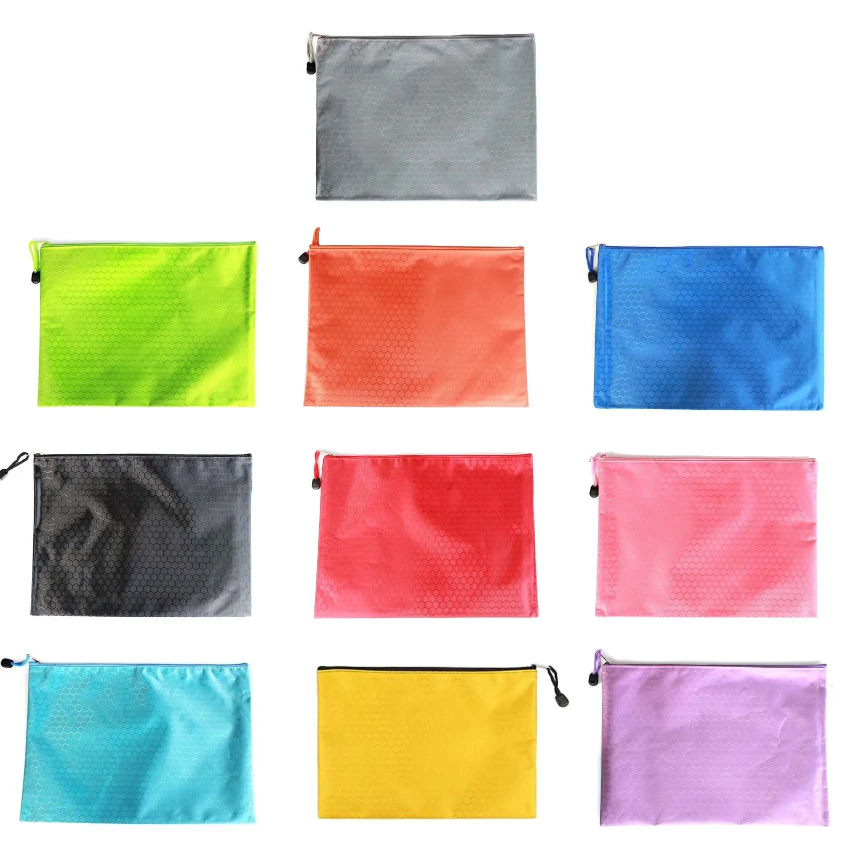 10-Pack Waterproof A4 Zip File Folder Bag Office Filing Storage Pouch with Zipper, Office Stationery, Random Colors