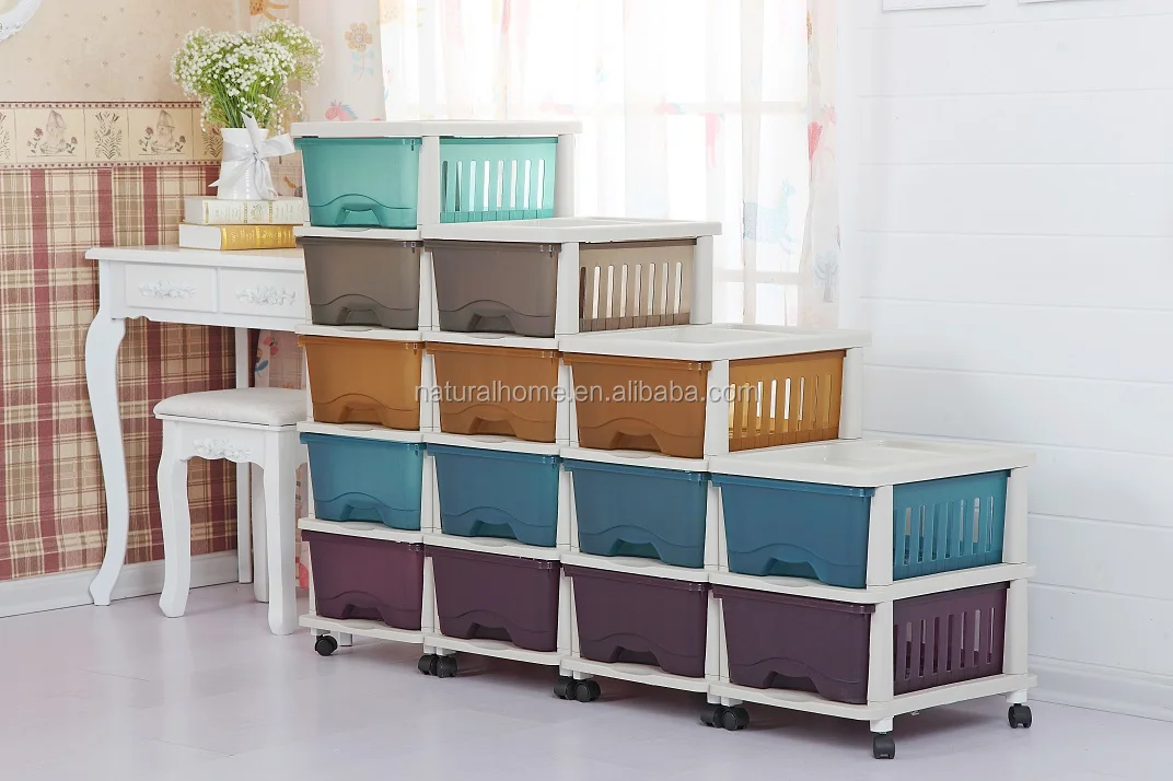 便宜的塑料橱柜抽屉与轮子