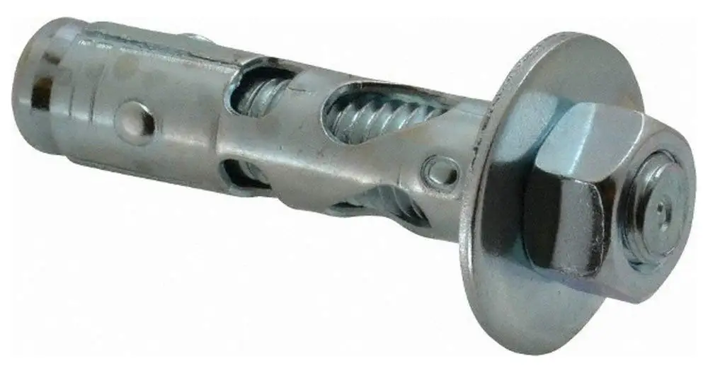 5/8" Diam, 2-1/4" OAL, Grade 1018, Sleeve Concrete Anchor Steel, 2" Min Embedment, Hex Nut Head, Hex Drive, 5/8" Drill