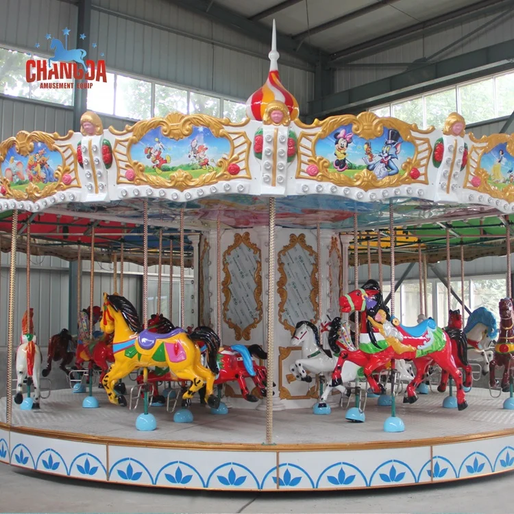 Changda Reitet!!! 16 sitze Fiberglas Kinder Fahrt Indoor Mini Karussell Pferd für Verkauf