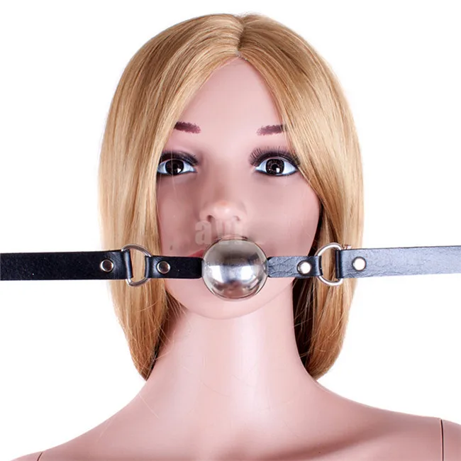 Stainless Steel Metal Mouth Gag 42mm Pu Leather Slave T